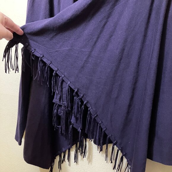 Chico's Women's Purple Fringe Wrap Lightweight Sweater Cardigan Size 2/Large - Picture 3 of 7